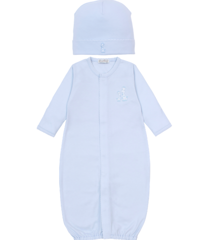 Kissy Giraffe Laughs Blue Converter Gown Set