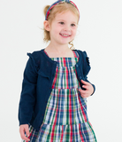 Navy Knit Ruffle Trim Cardigan