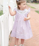 Light Purple Bunnies Smocked Bishop Dress