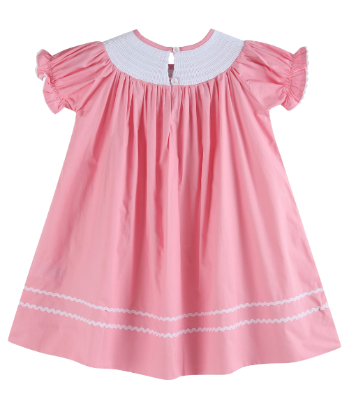 Pink Candy Heart Smocked Bishop Dress