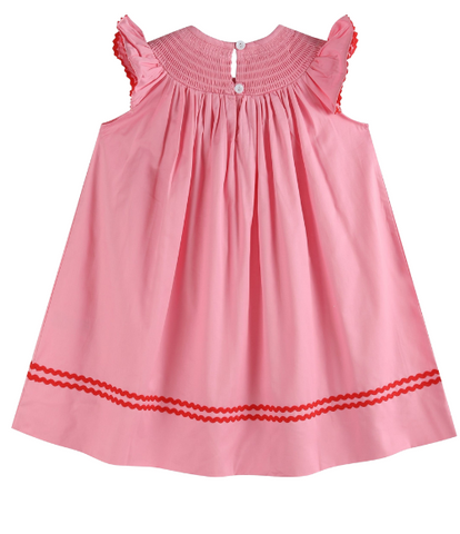 Pink Heart Valentine Smocked Bishop Dress