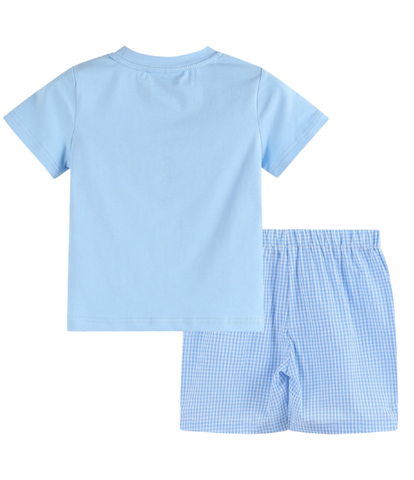 Light Blue Big Brother Smocked Shirt and Shorts Set