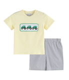 Smocked Tractor Shorts Set