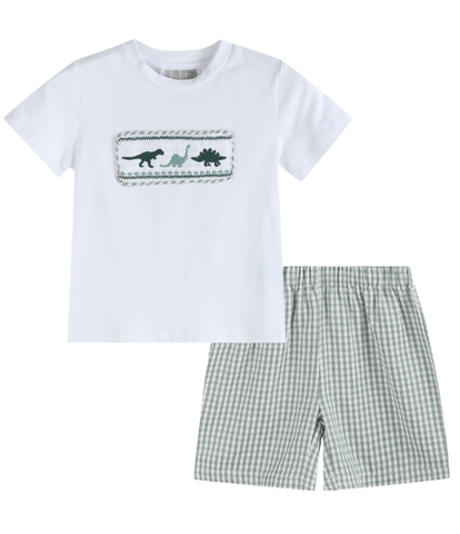 Smocked Dinosaur Shorts Set