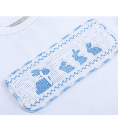 Bunny Family Smocked Tee and Blue Gingham Shorts Set