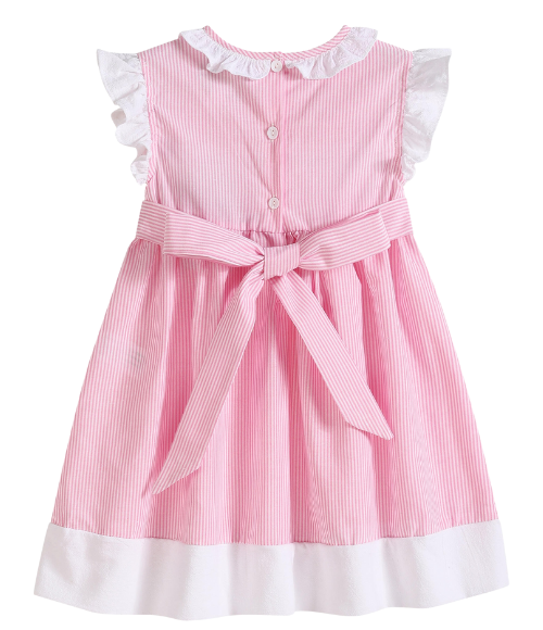 Pink Striped Big Sister Smocked Dress