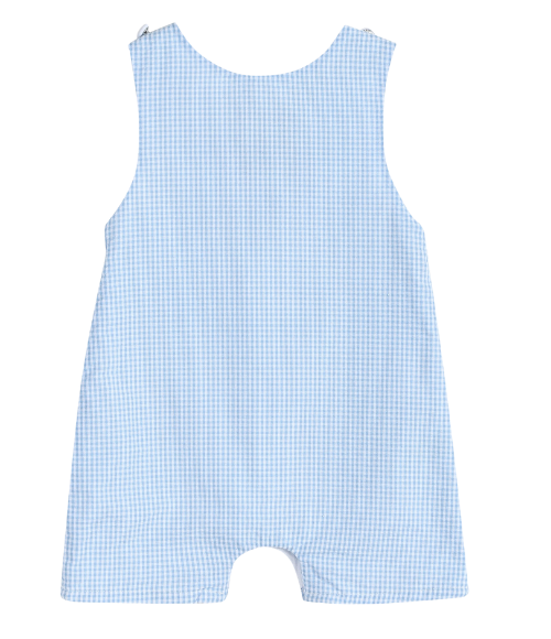 Blue Gingham Easter Bunny Smocked Shortalls