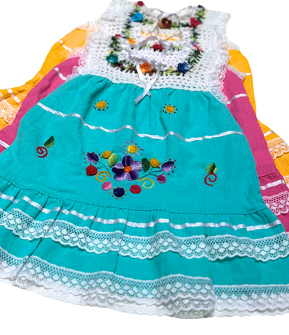 Lace Edge Fiesta Dress-Multiple Colors