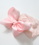 Large Pink Bow with Lace Headband