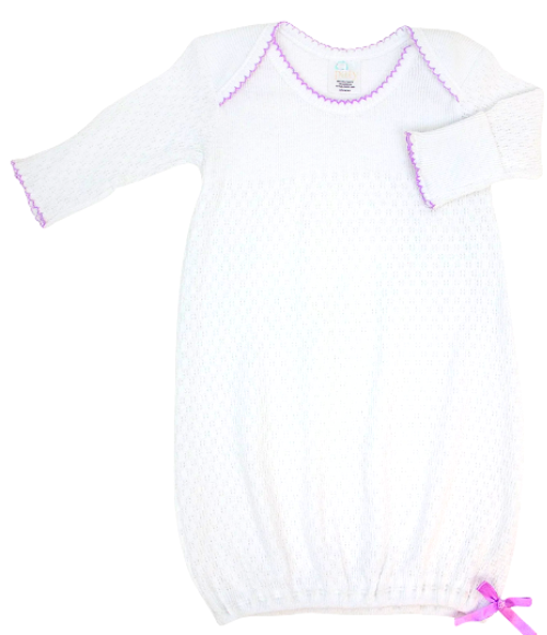 Paty Knit Baby Gown with Picot Trim