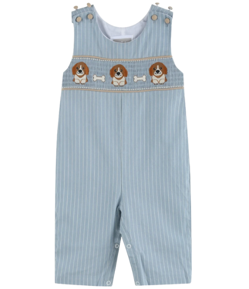Light Blue Puppy Smocked Overalls
