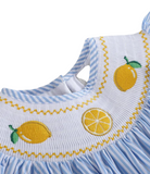 Light Blue Striped Lemons Smocked Bubble