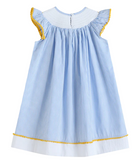 Light Blue Striped Lemons Smocked Bishop Dress