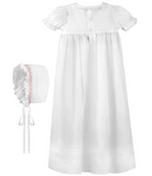 Pink Bullion Cross Christening Gown & Bonnet
