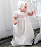 Pink Bullion Cross Christening Gown & Bonnet