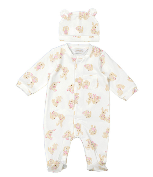 Long Bunny Onesie with Hat - Rose