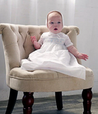 Blue Bullion Cross Christening Gown & Bonnet