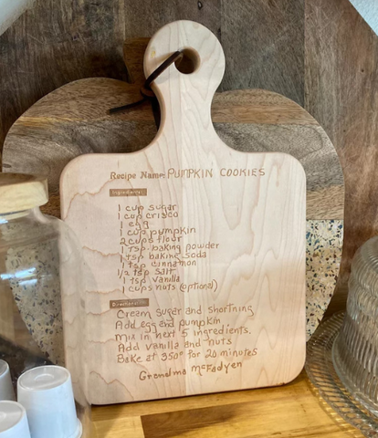 Engraved Recipe Maple Board