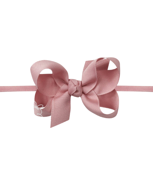 1/4" Headband w/Mauve Grosgrain Bow