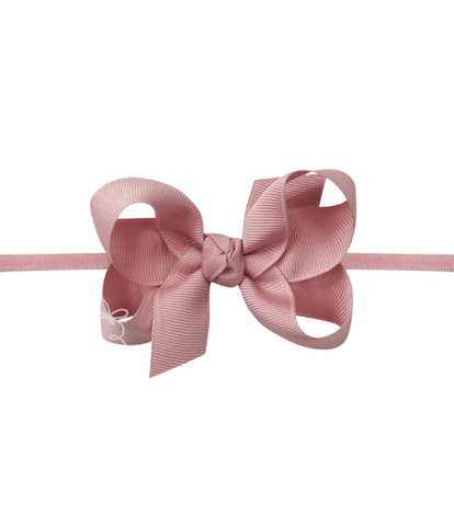 1/4" Headband w/Mauve Grosgrain Bow