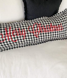 Merry Christmas Checkered Linen Lumbar Pillow