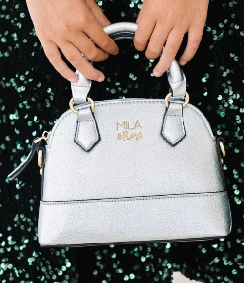 Girl's Metallic Silver Crossbody Purse