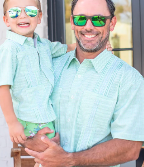 BQ Jade Apple Wave Guayabera Shirt