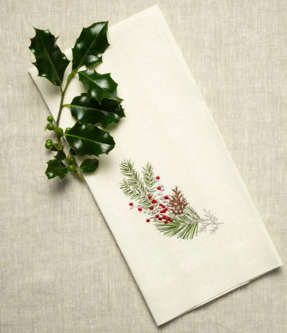 Natale Sprig Linen Tea Towel