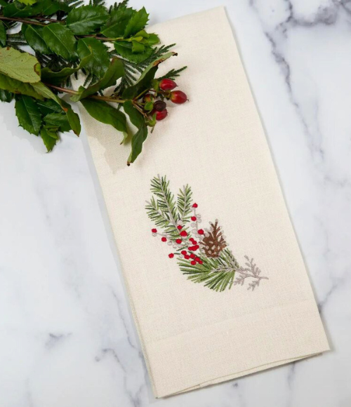 Natale Sprig Linen Tea Towel