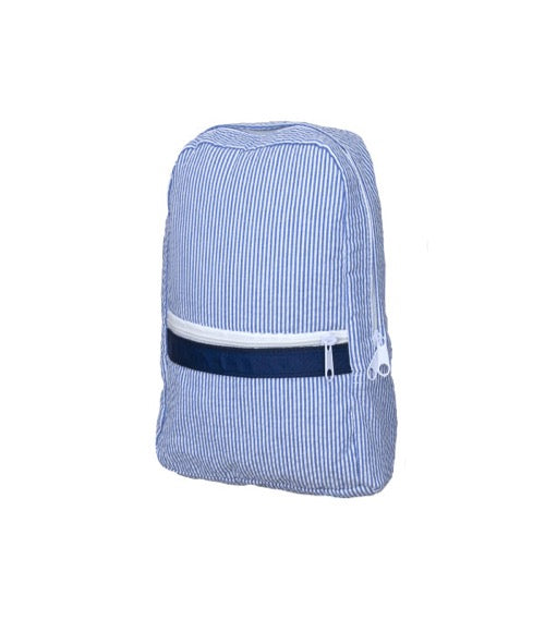 Small Seersucker Backpack - Navy