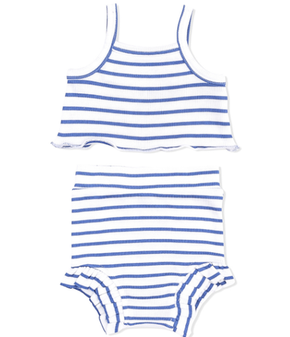 Navy Stripe Baby Shorts Set