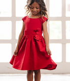 Organic Cap Sleeve Party Dress with Bow Sash