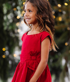 Organic Cap Sleeve Party Dress with Bow Sash