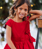 Organic Cap Sleeve Party Dress with Bow Sash