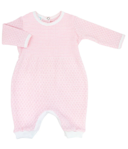 Paty Knit Solid Color LS Romper w/Key-Hole Back