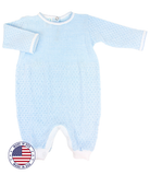 Paty Knit Solid Color LS Romper w/Key-Hole Back