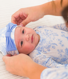 Periwinkle Blue Toile Sleep Gown & Hat Set