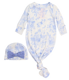 Periwinkle Blue Toile Sleep Gown & Hat Set