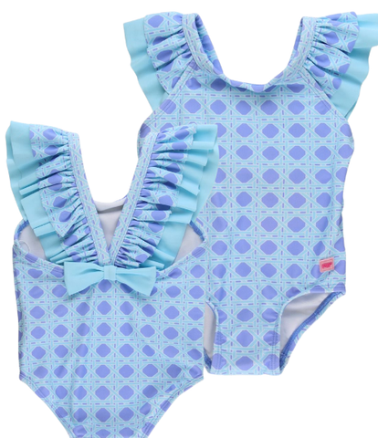 Periwinkle Bow V-Back Toddler Swimsuit