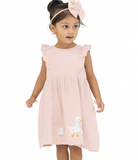Petal Pink Ducklings Ruffle Baby Dress