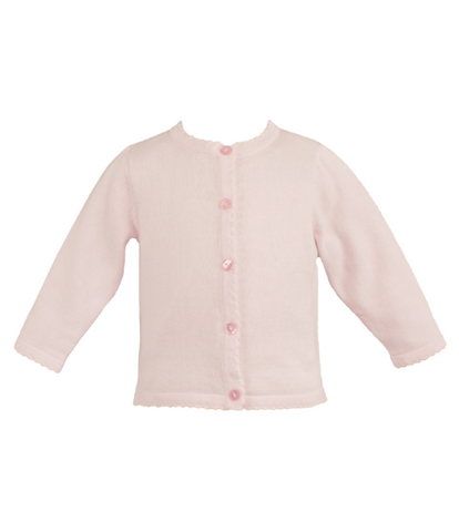 Scalloped Edge Cardigan Sweater - White or Pink