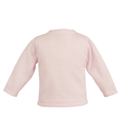 Scalloped Edge Cardigan in Baby Pink