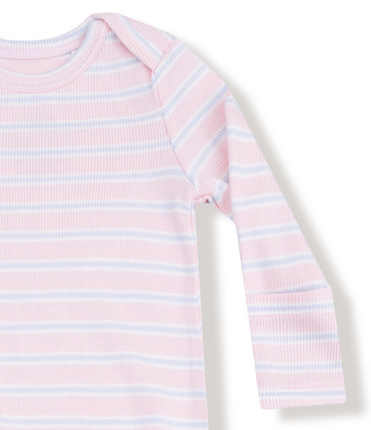 Pink Multi Stripe Knotted Gown & Hat