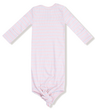 Pink Multi Stripe Knotted Gown & Hat