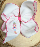 Pink Nutcracker Embroidered Bow
