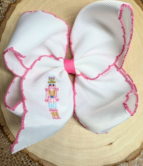 Pink Nutcracker Embroidered Bow