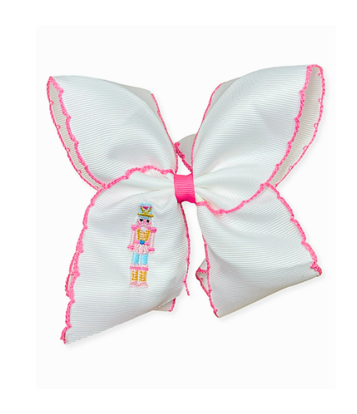 Pink Nutcracker Embroidered Bow