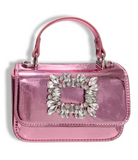 Pink Rhinestone Decor Patent Purse