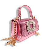 Pink Rhinestone Decor Patent Purse