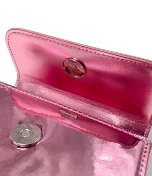 Pink Rhinestone Decor Patent Purse